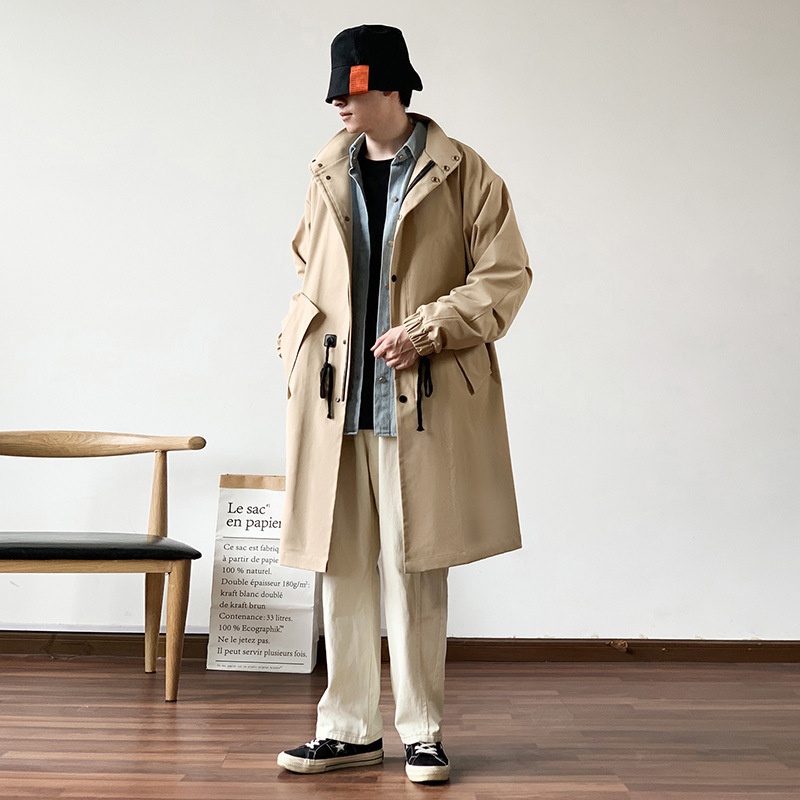 Outdoor Adventure Windbreaker - Trenchcoat met ruitpatroon Heren windjacks Knielange
