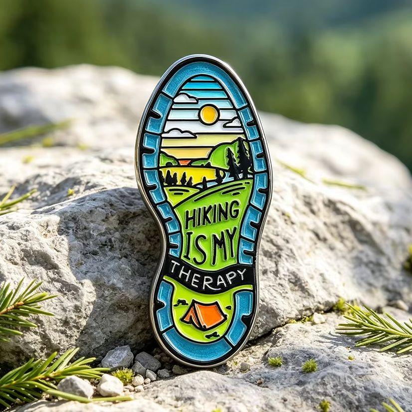 Outdoor Adventure Therapy - Wandelen is mijn therapie emaille pin