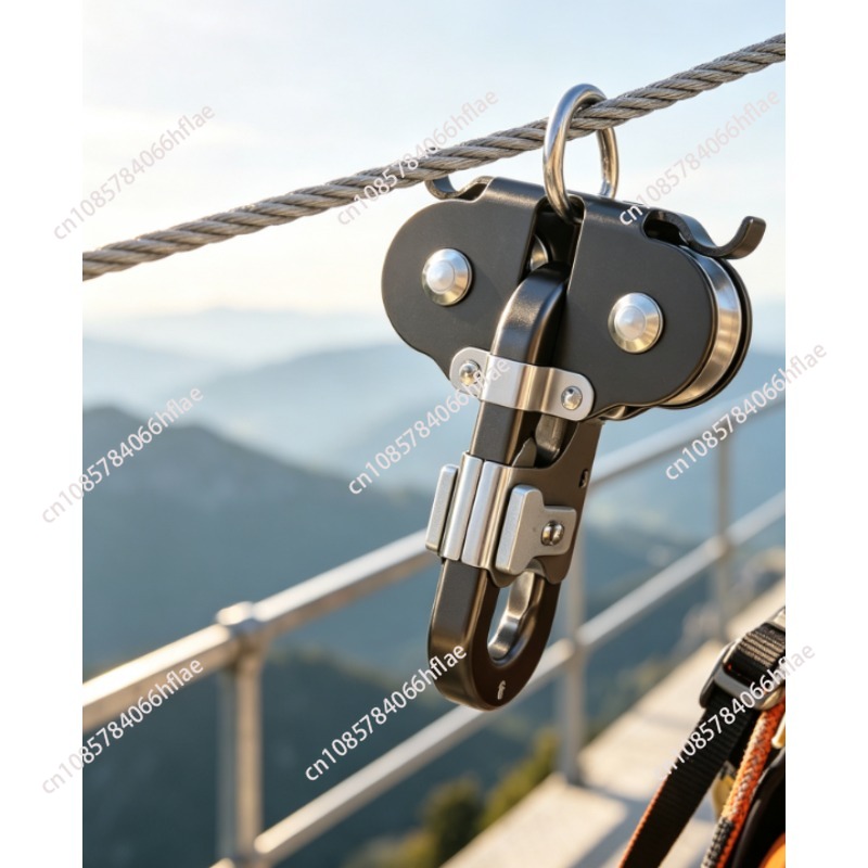 Outdoor Adventure Zipline - Zwaarbelastbaar dubbel katrolsysteem voor hooggelegen zipline,