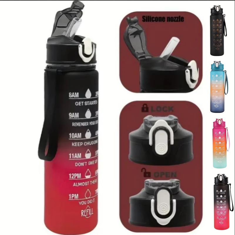 Outdoor Adventure Sports - 750ml Sportwaterfles met tijdregistratie, lekvrije rietjesdop