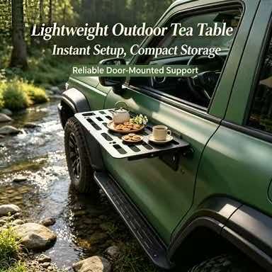 Outdoor Adventure Table With Storage - Draagbare opklapbare tafel voor autodeur, metalen