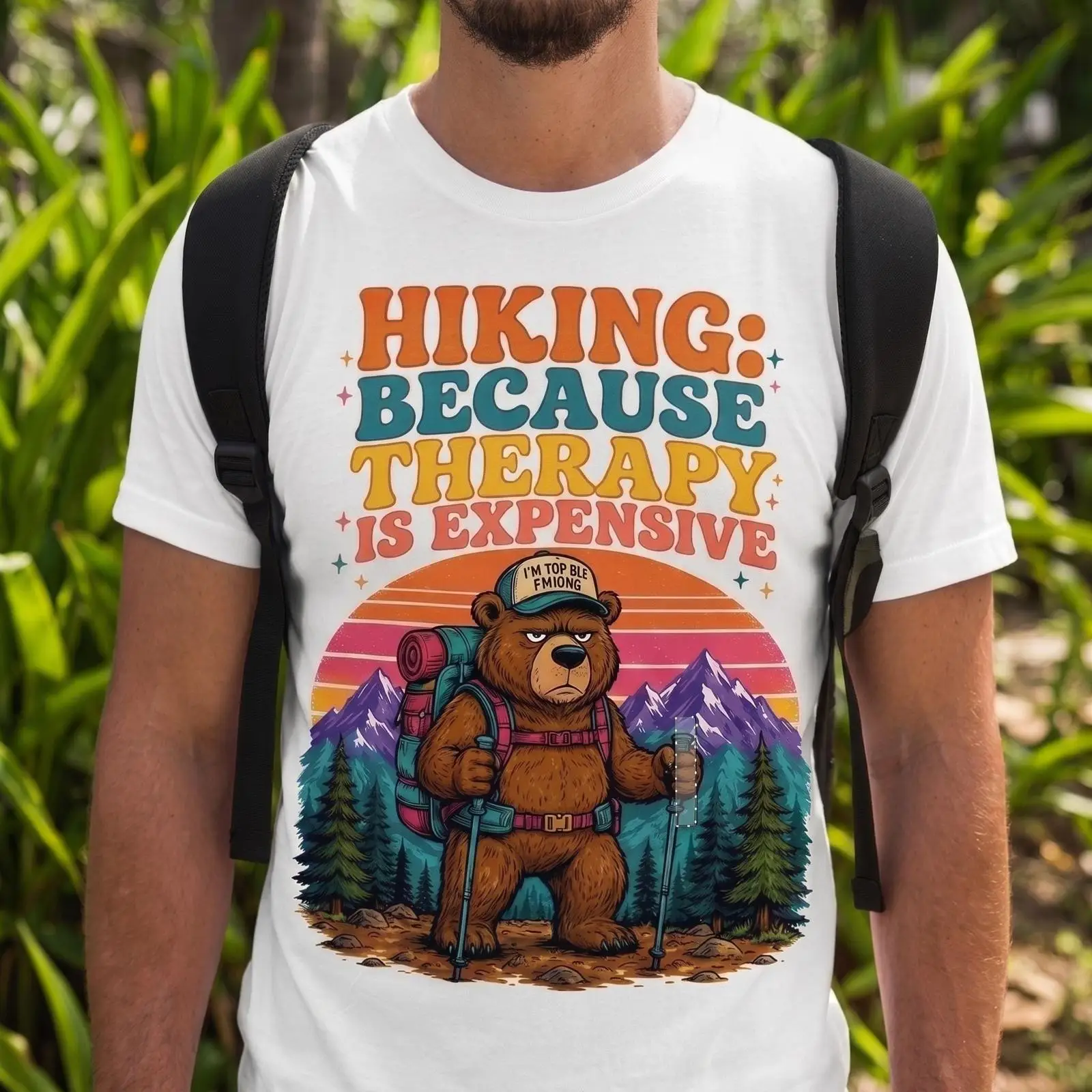 Outdoor Adventure Therapy - Wandeltherapie Sarcastische Beer T-Shirt Retro Outdoor